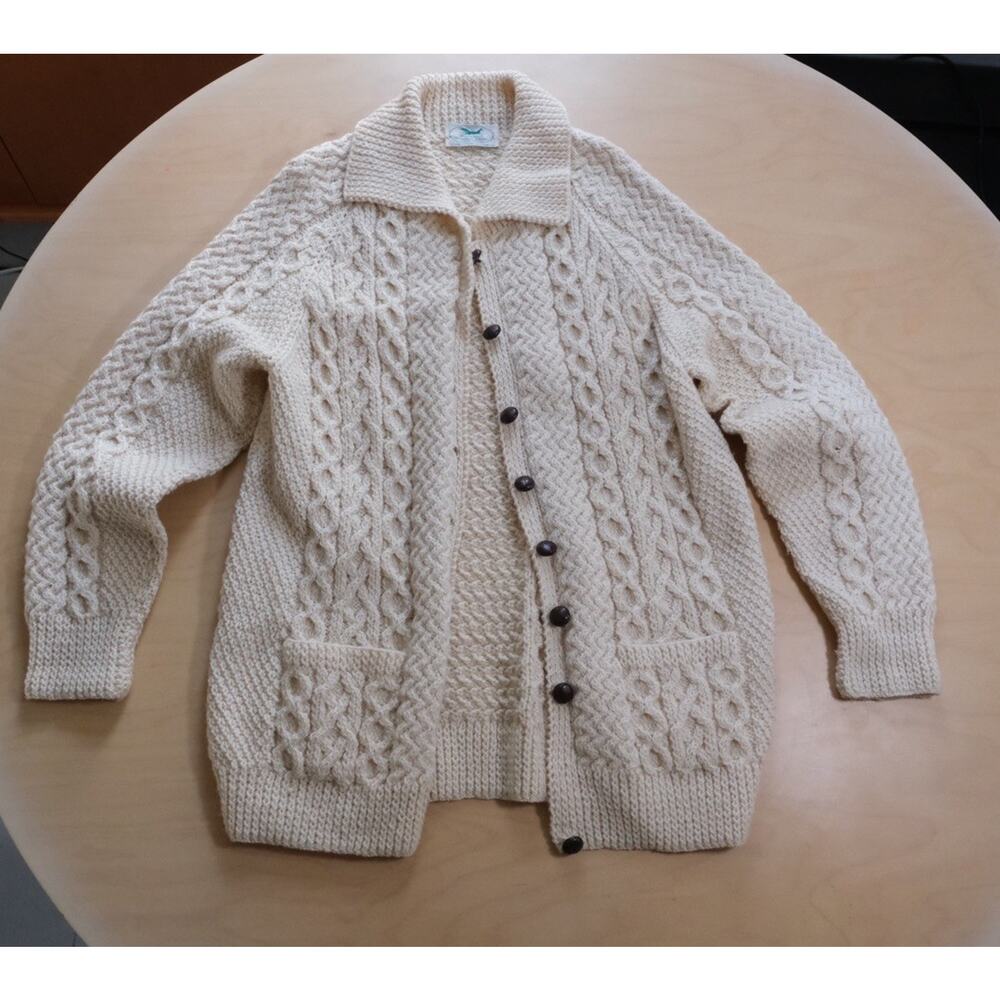 Chunky Wool Sweater Blarney Woolen Mills Ireland Knit Fisherman M/L Cabincore